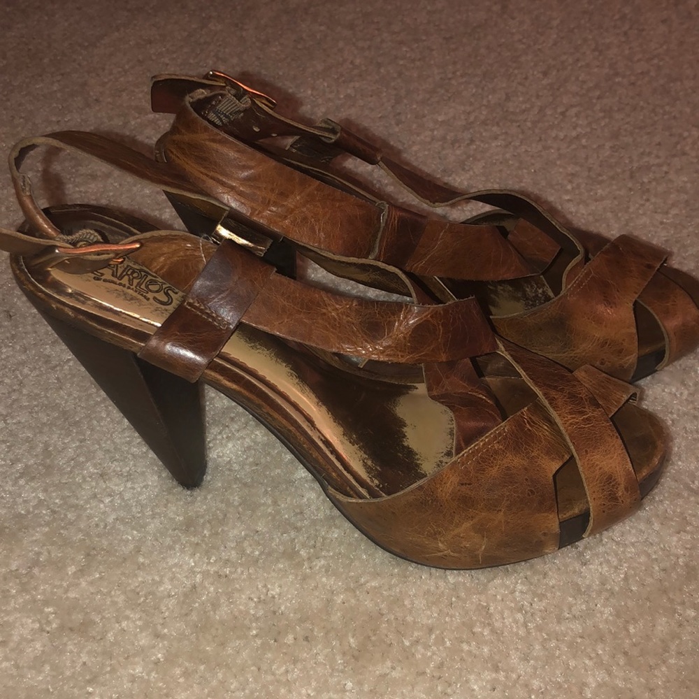 Leather strapped heels